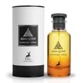 Maison Alhambra Jean Lowe Summer Vibes 100ml Alhambra — A perfume bottle with a gradient of yellow to orange to red liquid, set against a bright yellow box and a white cylindrical case. | Maison Alhambra Jean Lowe Summer Vibes 100ml Alhambra — Botol minyak wangi dengan cecair gradien dari kuning ke jingga ke merah