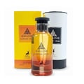 Maison Alhambra Jean Lowe Summer Vibes 100ml Alhambra — A perfume bottle with a gradient of yellow to orange to red liquid, set against a bright yellow box and a white cylindrical case. | Maison Alhambra Jean Lowe Summer Vibes 100ml Alhambra — Botol minyak wangi dengan cecair gradien dari kuning ke jingga ke merah