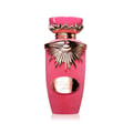 Lattafa Jouri Lattafa Women 100ml EDP — Pink perfume bottle with gold accents and a matching pink box, featuring sunburst design and Arabic script.
