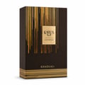 Khadlaj Karus Gold Absolu by Khadlaj 100ml EDP Unisex — Black ribbed bottle with gold accents and cap, next to its dark brown box with gold vertical lines and a gold label.