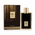 Khadlaj Karus Gold Absolu by Khadlaj 100ml EDP Unisex — Black ribbed bottle with gold accents and cap, next to its dark brown box with gold vertical lines and a gold label.