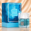 Lattafa Khamrah Waha Lattafa Perfumes 100ml EDP — Blue marbled box with white frame and Arabic text Khamrah