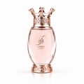Zimaya Kibria Glory — Rose gold perfume bottle with crown cap and matching textured box, both featuring embossed Arabic script and 'KIBRIA GLORY' text.