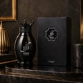 Zimaya Kibria Supremo — Black textured box and black crown-topped perfume bottle with Arabic calligraphy and 'KIBRIA SUPREMO' text.