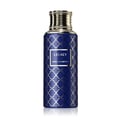Maison Asrar Legacy by Maison Asrar 100ml EDP Unisex — Blue cylindrical box and matching perfume bottle with gold accents and intricate geometric pattern