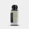 Afnan Lynked Freedom by Afnan — Gray gift box with embossed circle and text, next to a clear glass perfume bottle with black