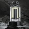 Afnan Lynked Freedom by Afnan — Gray gift box with embossed circle and text, next to a clear glass perfume bottle with black