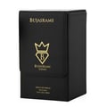 Bujairami Mafia Boss — Clear glass perfume bottle with gold liquid next to a black presentation box with gold logo and text