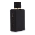Lattafa Malik Al Tayoor Concentrated 100ml — Black perfume bottle and its black textured box with a golden eagle emblem and Arabic text, set against a white background. | Lattafa Malik Al Tayoor Concentrated 100ml — Botol minyak wangi hitam dan kotaknya yang bertekstur hitam dengan lambang helang emas dan teks Arab
