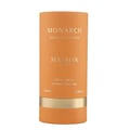 Maison Asrar Monarch by Maison Asrar 100ml EDP Unisex — Orange bottle with gold geometric pattern and gold fluted cap, featuring a central label with 'MONARCH ROYAL COLLECTION'.