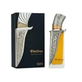 French Avenue Obsidian Eau De Parfum 100ml — A gold and black perfume bottle with ornate gold detailing stands next to its matching black box with gold artistic accents. | French Avenue Obsidian Eau De Parfum 100ml — Botol minyak wangi emas dan hitam dengan perincian emas berukir berdiri di sebelah kotak hitamnya yang