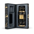 Armaf Old Money by Armaf 100ml EDP Unisex — Black textured bottle with gold accents and matching cylindrical box with gold marble pattern