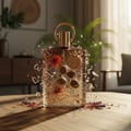 Supremacy In Oud 100 ml EDP by Afnan – Decorative bottle with floral elements on a table in a softly lit room