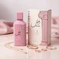 Ard Al Zaafaran Ahubbak Love In Paris EDP 100ml Zaafaran — Pink perfume bottle with a decorative column motif and gold accents, featuring Arabic script and "Love in Paris" text.
