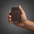 Close-up tangan lelaki Melayu memegang Oudi 100ml – gaya maskulin Malaysia