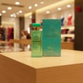 Avenue London EDP 100ml perfume by Grandeur – turquoise bottle and box front view – Malaysia. Minyak wangi Avenue London 100ml – botol turquoise dan kotak pandangan depan Malaysia.