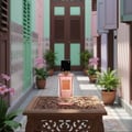Ana Abiyedh Coral di lorong pastel Penang – mood feminine Malaysia
