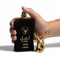 Tangan lelaki Malaysia memegang Al Noble Ameer, gaya maskulin
