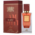 Perfume bottle and packaging of Ana Abiyedh Scarlet with gold accents on a white background