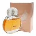 Perfume bottle and box  labeled 'Angel' by la muse on a white background