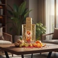Beli perfume Angham original Malaysia – Decorative bottle with fruits and spices on a wooden table in a living room setting