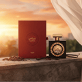 Women perfume on balcony with sunset sky and cacao vanilla pods – sweet gourmand fragrance Malaysia