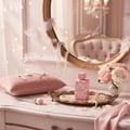 Noble Blush di meja solek, suasana feminin mewah
