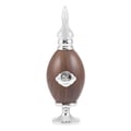 Wooden bottle with silver cap and base on a white background