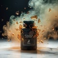 Opulence Leather perfume bottle with decorative elements on a dark background