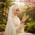 Hijabi Malaysia memegang Paris Garden di taman – gaya feminin malaysia