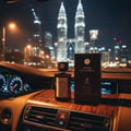 Smoked Oud & Vanilla atas dashboard kereta malam KL