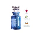 Blue Osma Folral-A bottle with rose, flower orange, and sandalwood icons on a light gray background