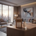 Rich Santal Emir dalam apartment moden Malaysia, lighting warm maskulin