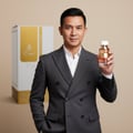 Lelaki Malaysia memakai blazer sambil memegang Super Crush Emir