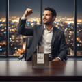 Rue Broca Pride Intense EDP bottle and box on executive desk city lights men fragrance Malaysia