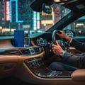 Rue Broca On Time Pour Homme perfume bottle on car dashboard rainy KL lights men fragrance Malaysia