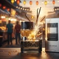 Theoreme Matrix 90ml EDP – Perfume bottle with packaging labeled 'Theèreme' on a market background