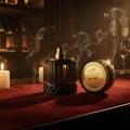 Sharaf The Club by Zimaya perfume bottle on red velvet counter candlelight night men perfume Malaysia