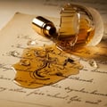 Sharaf divine perfume bottle and packaging on a warm brown background