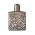 Rayhaan Woody Noir Eau De Parfum — A dark grey bottle of Rayhaan Woody Noir Eau De Parfum for him sits next to its matching dark grey box with embossed wood grain texture. | Rayhaan Woody Noir Eau De Parfum — Botol Rayhaan Woody Noir Eau De Parfum kelabu gelap untuk lelaki terletak di sebelah kotak kelabu gelap yang