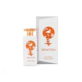 Gulf Orchid Reflection For Her 100ml by Gulf Orchid — White perfume bottle and its box, both featuring an orange circle with a flamingo and palm leaves design. | Gulf Orchid Reflection For Her 100ml by Gulf Orchid — Botol minyak wangi putih dan kotaknya, kedua-duanya menampilkan bulatan oren dengan reka bentuk