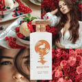 Gulf Orchid Reflection For Her 100ml by Gulf Orchid — White perfume bottle and its box, both featuring an orange circle with a flamingo and palm leaves design. | Gulf Orchid Reflection For Her 100ml by Gulf Orchid — Botol minyak wangi putih dan kotaknya, kedua-duanya menampilkan bulatan oren dengan reka bentuk