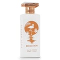 Gulf Orchid Reflection For Her 100ml by Gulf Orchid — White perfume bottle and its box, both featuring an orange circle with a flamingo and palm leaves design. | Gulf Orchid Reflection For Her 100ml by Gulf Orchid — Botol minyak wangi putih dan kotaknya, kedua-duanya menampilkan bulatan oren dengan reka bentuk