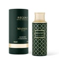 Maison Asrar Regent by Maison Asrar 100ml EDP Unisex — Dark green bottle with gold geometric pattern and gold cap, featuring a gold label with 'REGENT ROYAL COLLECTION' text.