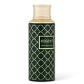 Maison Asrar Regent by Maison Asrar 100ml EDP Unisex — Dark green bottle with gold geometric pattern and gold cap, featuring a gold label with 'REGENT ROYAL COLLECTION' text.