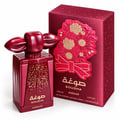 Asdaaf Sougha — Red perfume bottle with gold speckles and ornate floral embossed box with a red bow