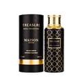 Maison Asrar Treasure by Maison Asrar 100ml EDP Unisex — Black bottle with gold geometric pattern and gold ornate cap, featuring a gold label with 'TREASURE ROYAL COLLECTION' text.