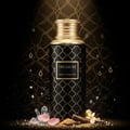 Maison Asrar Treasure by Maison Asrar 100ml EDP Unisex — Black bottle with gold geometric pattern and gold ornate cap, featuring a gold label with 'TREASURE ROYAL COLLECTION' text.