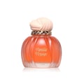 Maison Asrar Vanilla Voyage — Amber glass perfume bottle with a textured peach cap and gold trim, next to its peach box with a perfume silhouette.