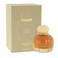 Maison Asrar Vanilla Voyage — Amber glass perfume bottle with a textured peach cap and gold trim, next to its peach box with a perfume silhouette.